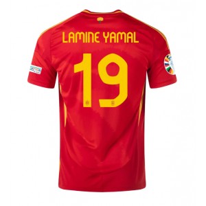 Fotbalové Dres Španělsko Lamine Yamal #19 Domácí Oblečení ME 2024 Krátký Rukáv